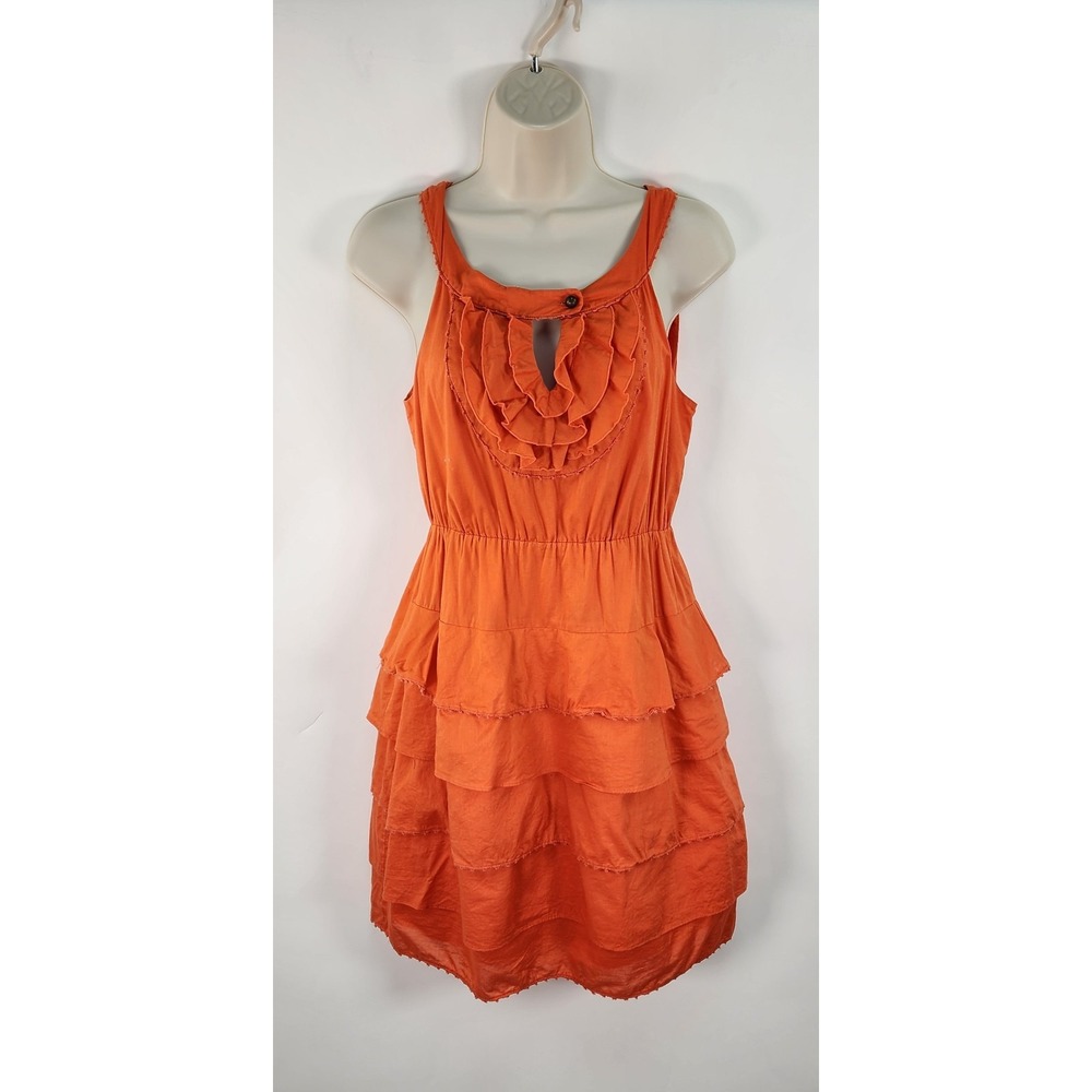 Anthropologie Maeve Terasina Dress Women's S Orange Cottagecore Ruffle Layer